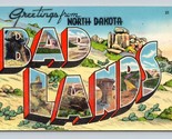 Grand Lettre Voeux De Mauvais Terres Nord Dakota ND Unp Chrome Carte Pos... - £3.25 GBP