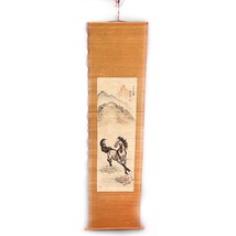 Asian Bamboo Scroll Galloping Horse Hand Painted 34.5x13” Mid-Century Si... - £38.91 GBP