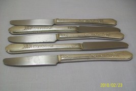 Silver Plate Flat Ware Qty 5 Butter Knifes Floral Sl &amp; GL Rogers Co 1938 - £7.92 GBP