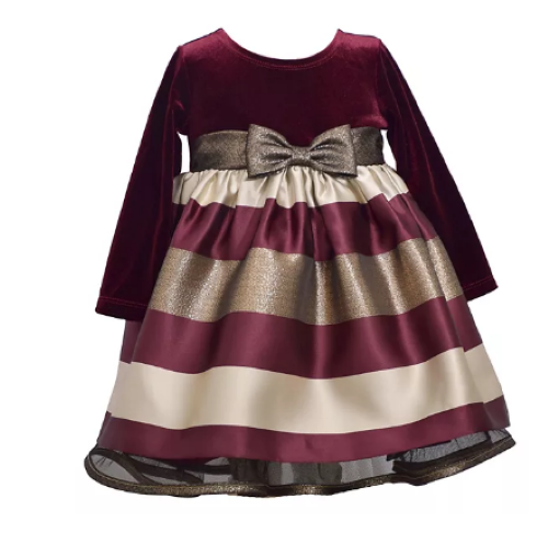 Toddler Girl Velvet Taffeta Dress - £29.52 GBP