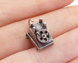 925 Sterling Silver - Vintage Petite Old Fashioned Telephone Pendant - PT4805 - £22.87 GBP