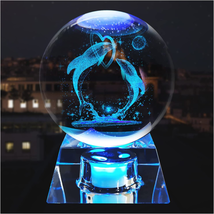 3D Dolphin Crystal Ball with LED Colorful Night Light Base, Dolphin Gifts Crysta - £31.90 GBP