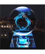 3D Dolphin Crystal Ball with LED Colorful Night Light Base, Dolphin Gift... - £31.81 GBP
