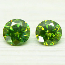 Round Shape Diamond Matching Pair Fancy Green Color Loose Enhanced VS2 0.71 TCW - £399.67 GBP