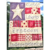 4th of July Garden House Flag USA Patriotic Glory Freedom Independence Patchwork - £11.94 GBP