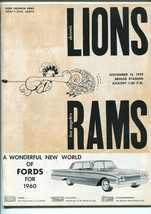 Detroit Lions Vs Los Angeles Rams Nfl Football Program 11/15/1959.-vf - £79.67 GBP