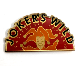 VTG 1990 Joker&#39;s Wild California State Lottery Enamel Pin Advertise Red Orange.. - £7.50 GBP