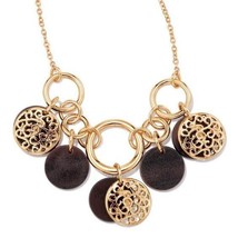 AVON LAVISH WOODS COLLAR NECKLACE (GOLDTONE / DARK BROWN) &quot;RARE&quot; ~ NEW S... - $18.52