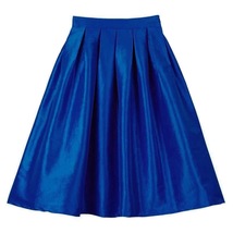 Coblat Blue Knee Length Taffeta Skirt Women Custom Plus Size Pleated Party Skirt