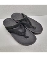FitFlop Sandals Women&#39;s 5 Black Leather Fleur Floral Slip On Comfort Tho... - €21,10 EUR