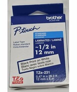 Brother Genuine TZe231~1/2 Black Print on White Label Tape. Each: 0.47 i... - $27.77 CAD