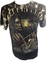 David Carey Skull Shirtz Grim Reaper Sz M Studded Glow In Dark Tshirt Motorcycle - £11.00 GBP