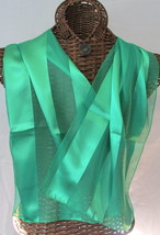 Kelly Green Scarf Irish 13&quot;x60&quot; Long Satin Stripe Machine Wash Dry Chris... - $9.89