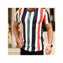 Soccer Style Striped T Shirt   Crew Neck - Short Sleeve - Fashion Tee - $25.80 CAD