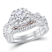 14k White Gold Round Diamond Bellissimo Bridal Wedding Twist Ring Band Set - £1,524.59 GBP