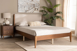 Salida Beige Fabric Walnut Brown Full Size Platform Bed - $7,883.17 MXN