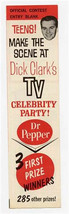 Dick Clark&#39;s TV Celebrity Party 1963 Official Contest Entry Form Dr Pepper  - $47.52