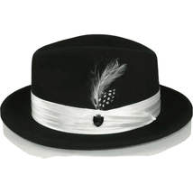 Men Bruno Capelo Hat Australian Wool Crushable Fedora Giovani Black White UN122 image 6