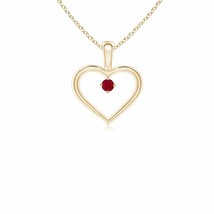 ANGARA Solitaire Ruby Heart Pendant Necklace in 14K Solid Gold | 18&quot; Chain - £366.18 GBP