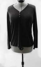 New Directions Intimate Women Long Sleeve Pajama Top Size M Black - £10.00 GBP