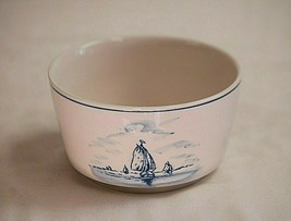 Delfts Blue Color Art Pottery Mixing Bowl Sailboat Windmill Scene Signed E.H. - $29.69