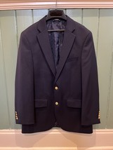 MEN&#39;S SADDLEBRED WOOL BLEND SUIT JACKET BLAZER SZ 38R NAVY W GOLD BUTTONS - £38.47 GBP