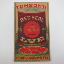 Victorian Trade Card Tomson&#39;s Red Seal Lye Can Philadelphia Pennsylvania Antique - £19.53 GBP