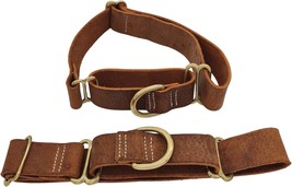 Vibrania Martingale Slip-On Thick Distressed Leather Dog Collar For Larg... - $36.99