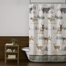 Cabin Pine Wildlife Lodge Forest Fabric Shower Curtain, Modern Rustic,70&quot;x72-NEW - £19.69 GBP