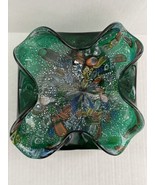 Vintage MURANO Art Glass Bizantino Multi Color Silver Fleck Bowl Candy Dish - £66.84 GBP
