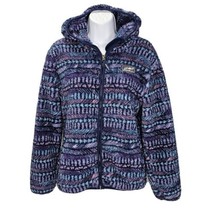 Eddie Bauer Quest Soft Plush Fleece Jacket Youth Large Purple Blue Full Zip Hood - £15.49 GBP