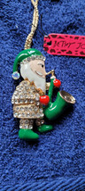New Betsey Johnson Necklace Santa Clause Saxaphone Green Christmas Collectible - £11.98 GBP