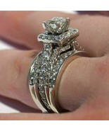 3.00 Ct Princess Diamond Cut Engagement Band Bridal Ring Set 14k White G... - £42.24 GBP