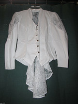 Vintage 1980&#39;s Lace Peplum Corset Jacket Romantic Funky Puff-Sleeve Prince Style - £50.35 GBP