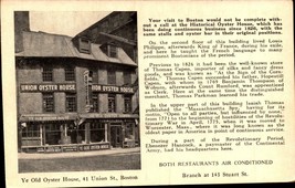 Vintage Postcard MA Boston Mass Ye Old Oyster House Since 1826 bk42 - £4.65 GBP