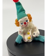 Vintage Miniature Porcelain Clown sitting down with soccer ball and felt... - $9.49