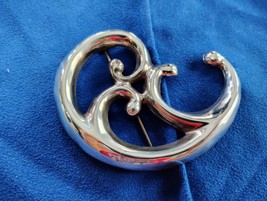 Large 925 Sterling Silver Taxco Mexico Scroll Brooch Pin Free Shipping - $1,307.55 MXN