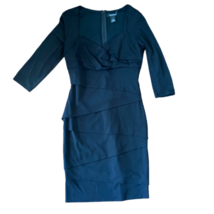 White House Black Market Sheath Fitted Long Sleeve V-Neck Black Dress Size 6  - £29.50 GBP