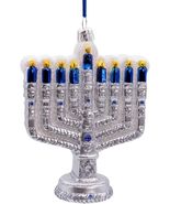KURT ADLER NOBLE GEMS 4.75&quot; GLASS NEW HANUKKAH MENORAH HOLIDAY ORNAMENT ... - $34.67 CAD