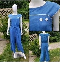 Vintage 1970s &quot;Dutchess&quot;Marine Baby blue wide leg romper jumpsuit nautic... - $79.05