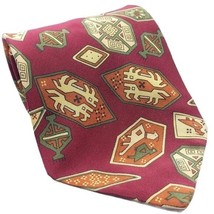 Christopher Hayes Ancient Aztec Print Red Silk Necktie Made In Italy - $11.78