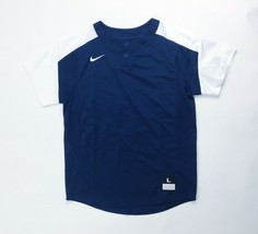 Nike Youth Stock Vapor 1 Button Baseball Jersey Boy&#39;s M, L, XL Navy Blue... - $7.40