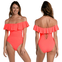 La Blanca Island Goddess Off Shoulder Ruffle One Piece Swimsuit Size 8 C... - $1,488.94 MXN