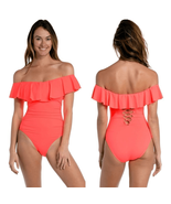 La Blanca Island Goddess Off Shoulder Ruffle One Piece Swimsuit Size 8 C... - $1,488.94 MXN