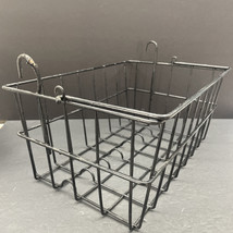 Wire Basket Vintage Primitive Black Handle Hooks 15x10x7 Bike Farmhouse ... - $523.63 MXN