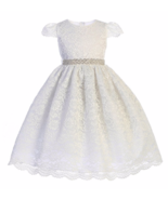 Exquisite White Lace Flower Girl Party Pageant Dress, Crayon Kids USA - £45.55 GBP