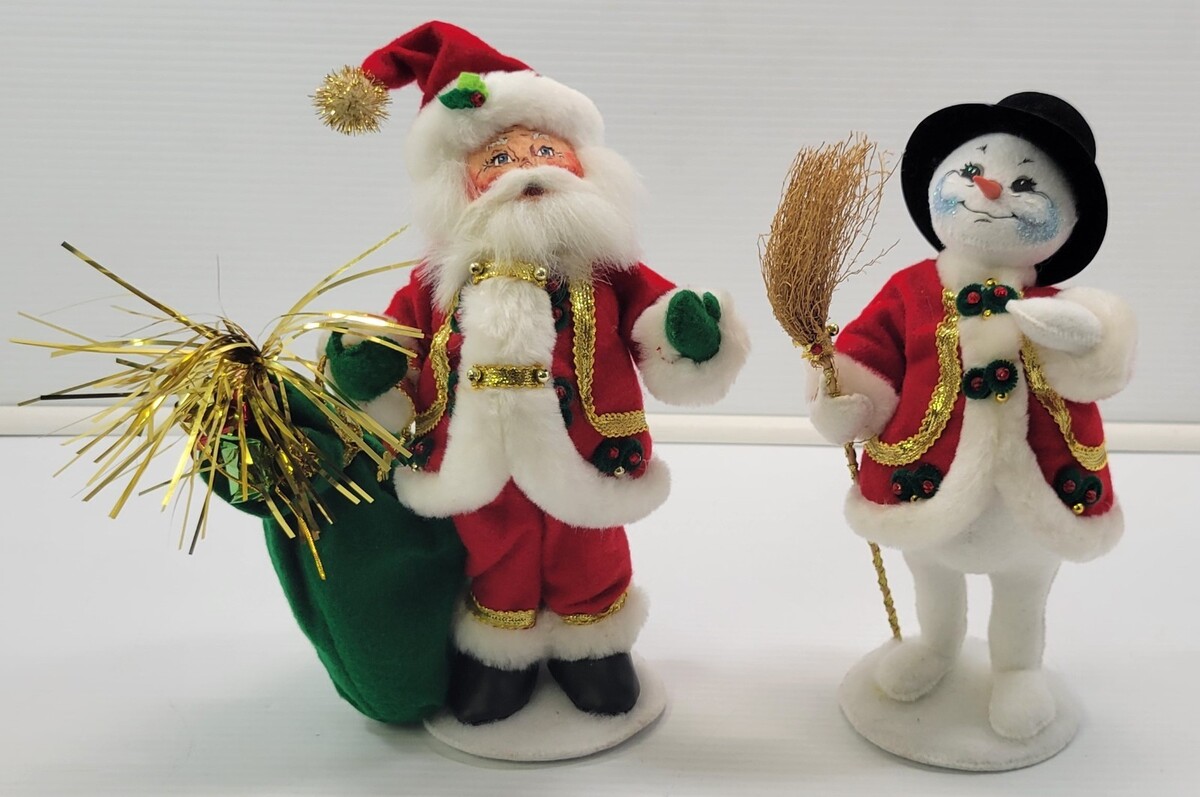 *A) Annalee Dolls 9&quot; Snowman and Elegance Santa Christmas Decoration Fig... - $24.74