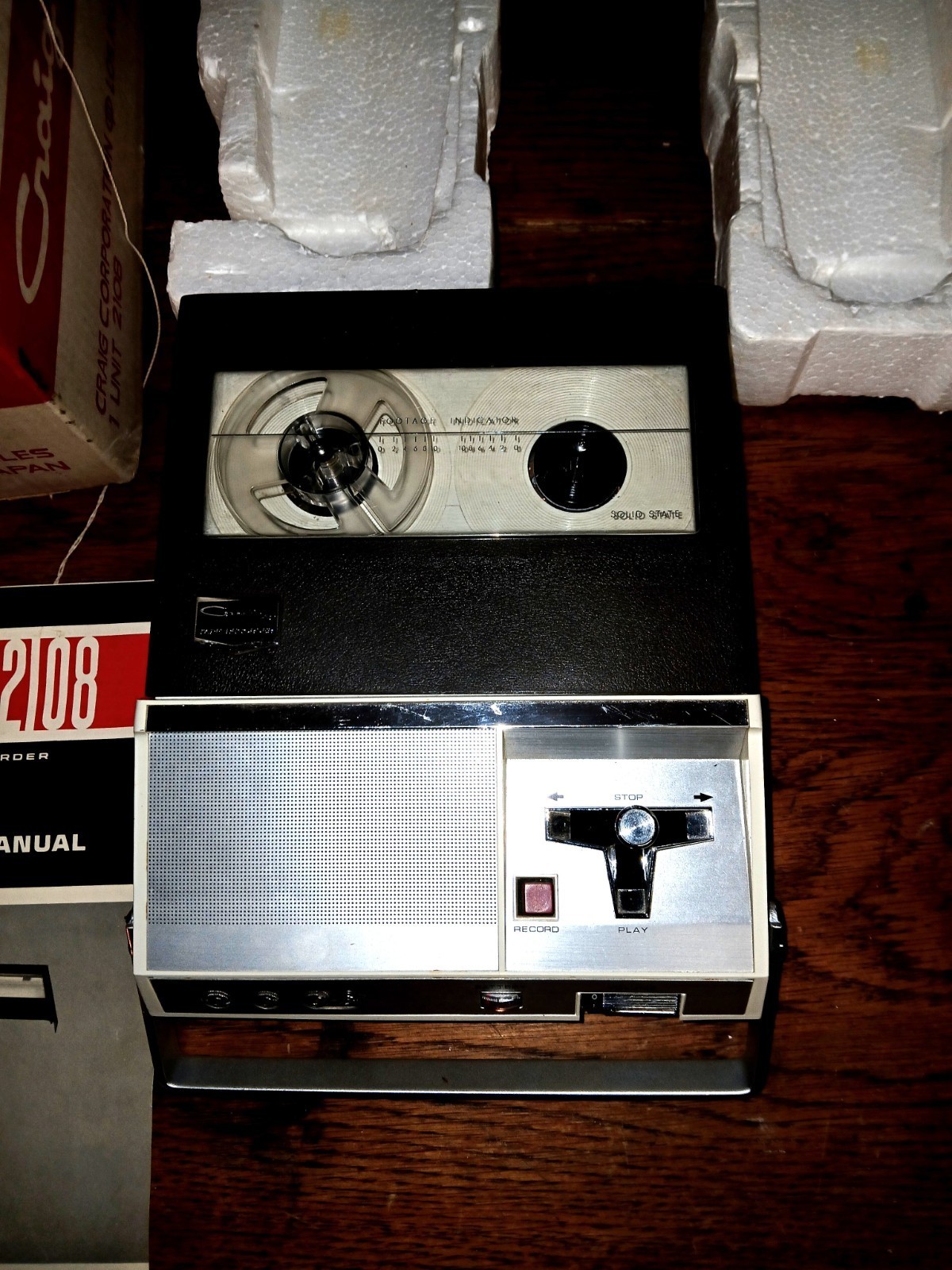 Vintage Craig Model 2108 "Super 212" Portable Tape Recorder with Box Item image 2