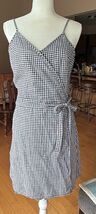 Aerie Plaid Navy White Wrap Dress sz Lg - $13.86