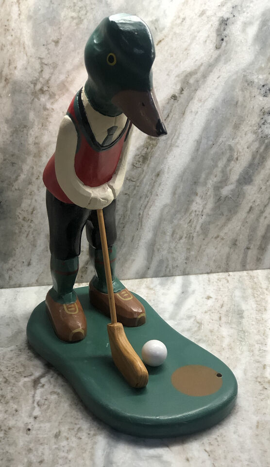Primary image for Wood Golf Duck:15x10”. Missing Flag-Used/Collectible
